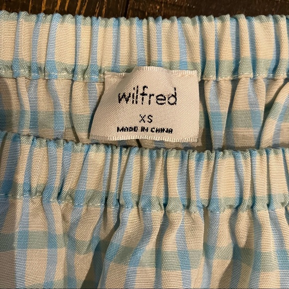 NWT | Wilfred Aritzia | Blue & Offwhite plaid crop top with long sleeves - Picture 4 of 9